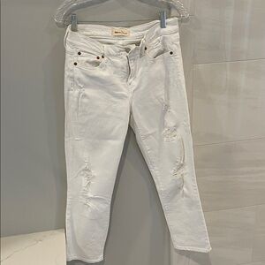 Gap Distressed White Ankle Jeans